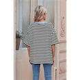 thumbnail image 4 of Women'S Striped Color Clash Loose Short Sleeve Top Black and White L, 4 of 6