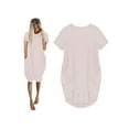 thumbnail image 3 of hirigin Large Size Casual Dresses for Women Summer Short Sleeve Round Collar Solid Color Pocket Middle Skirt, 3 of 3
