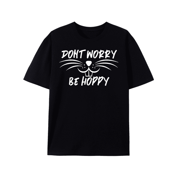 T-shirt Graphique pour Hommes don't Worries Be Hoppy Cat Beard 100 % Coton 180gsm Coupe Régulière Manches Courtes Col Rond Décontracté