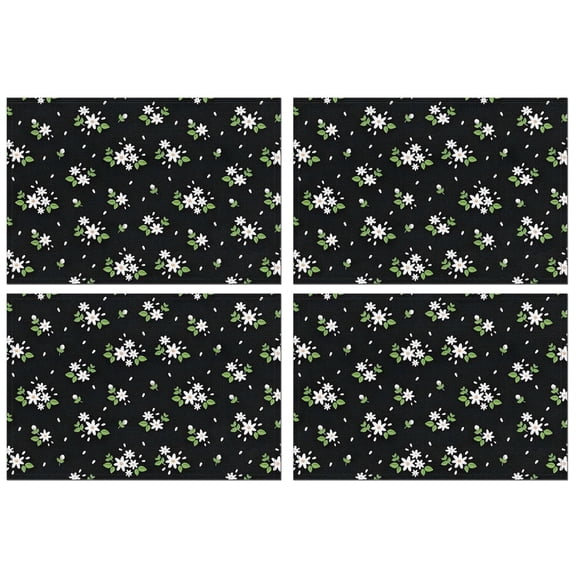 Pioneer Flower Floral Print Pattern Summer Placemats Table Placemats Set Of 4-Linen Kitchen Washable Placemats Table Mats 12x18 Inch Non-Slip Heat Resistant