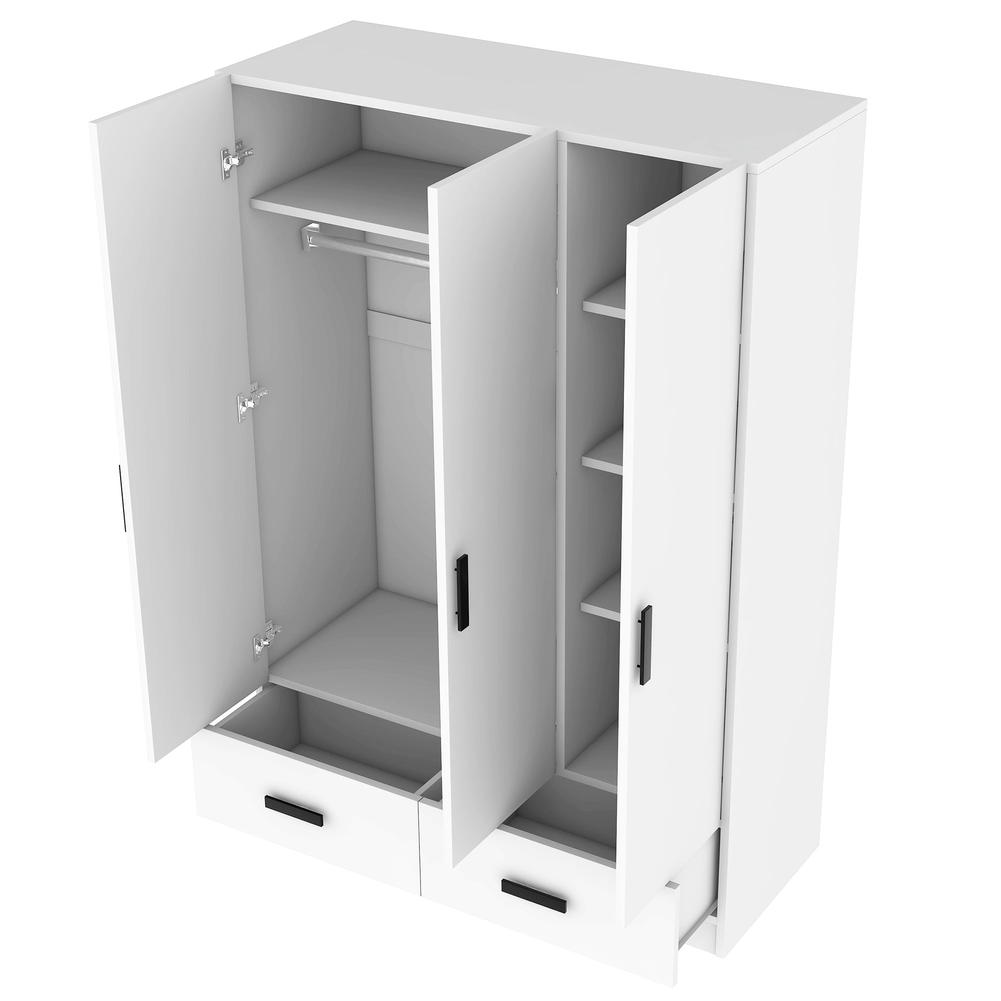 EUROCO 67.7 Modern Armoire Wardrobe, 3 Door Cabinet Closet with Clothing Rods for Kids Adutls, White
