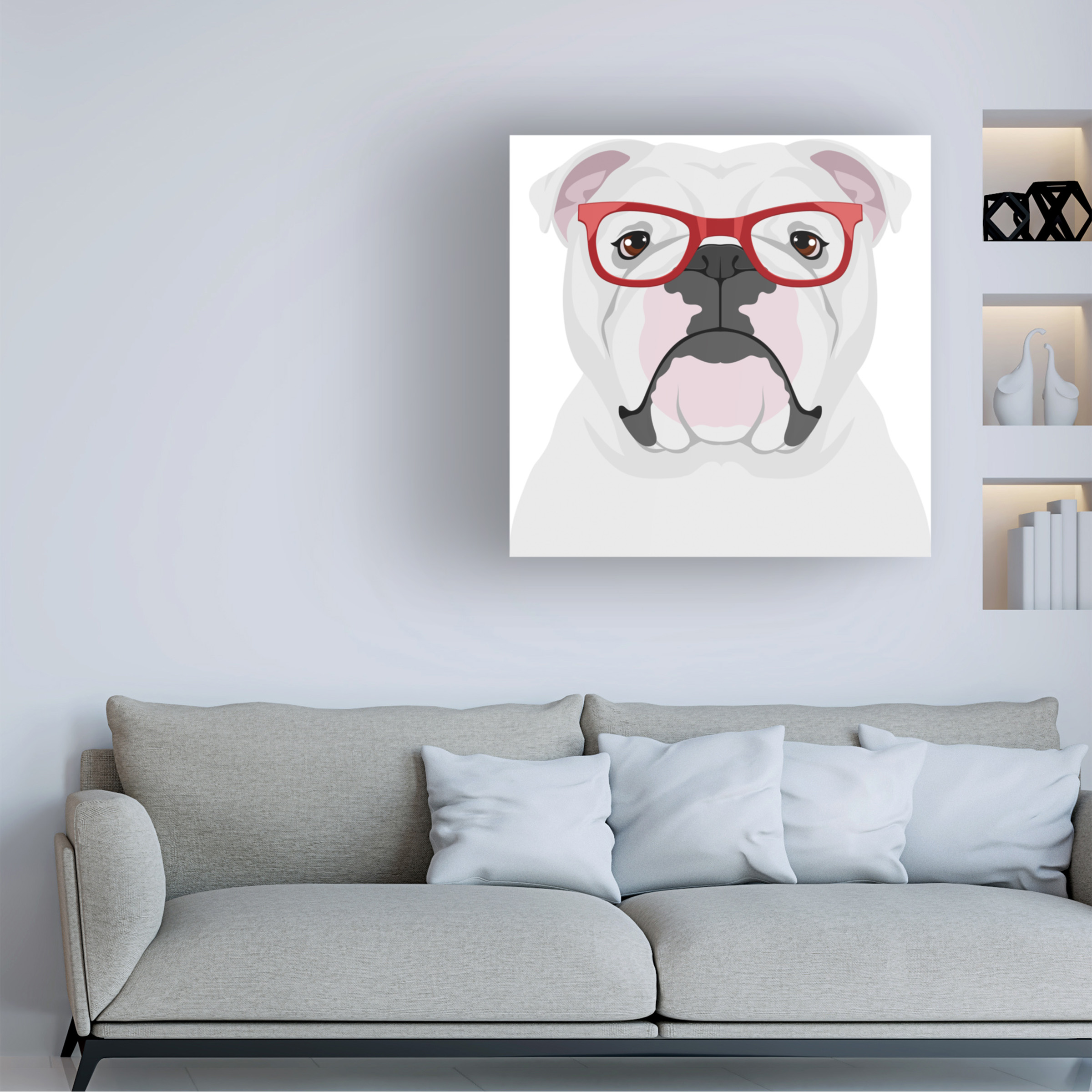 Furbaby Affiliates 'English Bulldog Wearing Hipster Glasses' Canvas Art