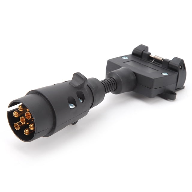Adaptador de remolque, enchufe macho redondo de 7 pines a enchufe hembra plano de 7 pines para caravana y barco Jadeshay A