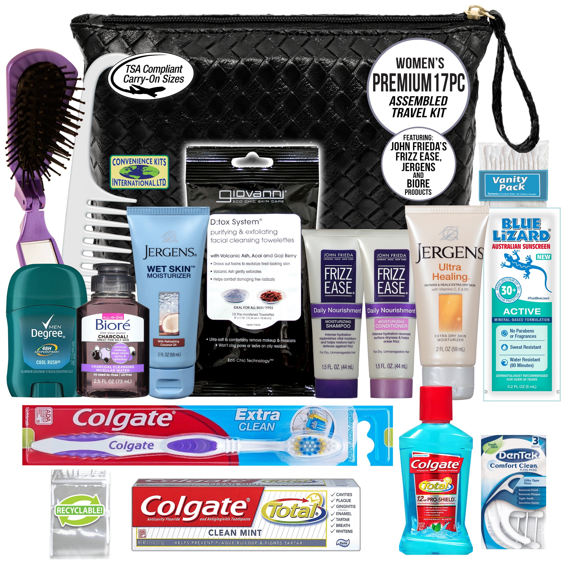 Convenience Kits International Women's Premium 17 Piece Travel Kit