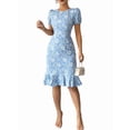 thumbnail image 2 of Womens Casual Dresses for Summer Short Sleeve Flare Bodycon Midi Dress Blue XL, 2 of 9