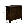 thumbnail image 4 of CoSoTower Rustic Style Dark Walnut Finish 1pc Nightstand Bedroom Furniture Solid Wood 3-Drawers Bedside Table Black Bar Pulls, 4 of 6