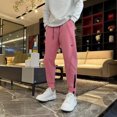 thumbnail image 2 of Zszcpp High Waisted Pants Men'S Pocket Sports Drawstring Leisure Embroidered Label Straight Vogue Lounge Trousers Casual Trouser, 2 of 3