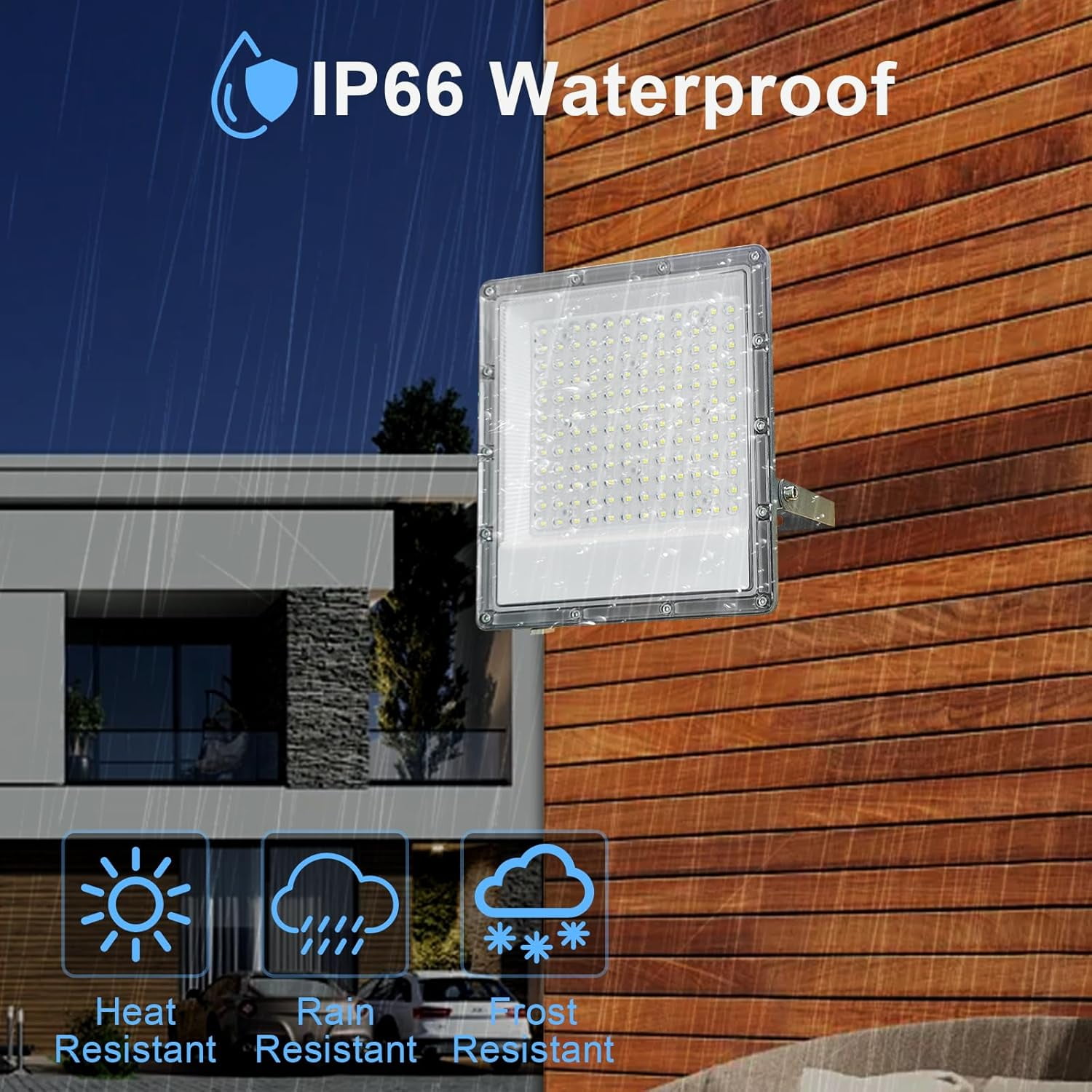 Indmird 1 pack 300W Exterior LED Flood Light, IP66 Waterproof, 6500K, for Yard, Garden, Playground, Lawn, Garages, Stadium