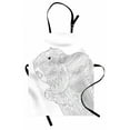 thumbnail image 1 of Groundhog Day Collection Apron, Monochrome Design Zentangle Ornamental Outline Marmot, Unisex Kitchen Bib with Adjustable Neck for Cooking Gardening, Adult Size, Charcoal Grey and White, by Ambesonne, 1 of 4