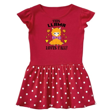 

Inktastic Cute This Llama Loves Fall with Leaves and Stars Gift Baby Girl Dress