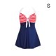 thumbnail image 2 of Sonducket Vestido de baño sin espalda para mujer, estilo informal de playa, traje de baño Chinlon para niñas, traje de baño lavable para Vestidos  raya blanca roja S, 2 of 6