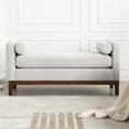 thumbnail image 2 of End of Bed Bench, 53.5" Boucle Fabric Upholstered Entryway Bench with Wood Legs & Bolster Pillows, Rolled Arm Cushioned Ottoman Foot Rest Long Stool Window Extra Seating for Bedroom, Light Gray, 2 of 6