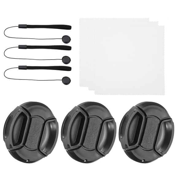 Unique Bargains 49mm Lens Cap Set, 3Pack Sides Pinch Snap Camera Lens Cover, Black