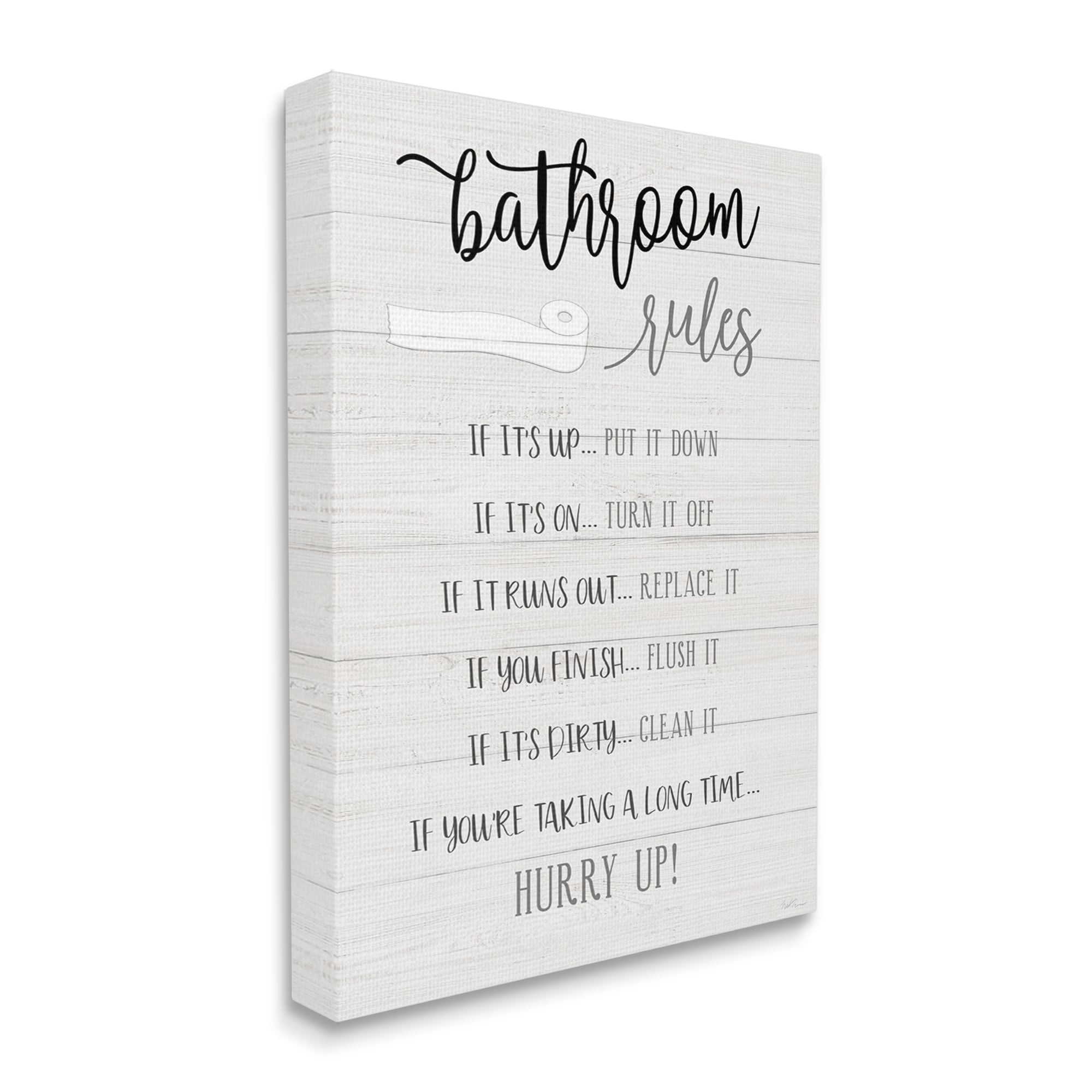 Stupell Industries Bathroom Rules Toilet Paper Sign Country Plank Pattern, 24 x 30, Design by Natalie Carpentieri
