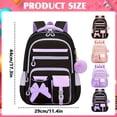 thumbnail image 4 of Waterproof Polyester Girly Decorative Backpack 17.3in, Pom Pom Bow Multi Layer Daypack, Breathable Padded Shoulder Storage Bag For Travel Commute & Desktop Supplies Storage, 4 of 4
