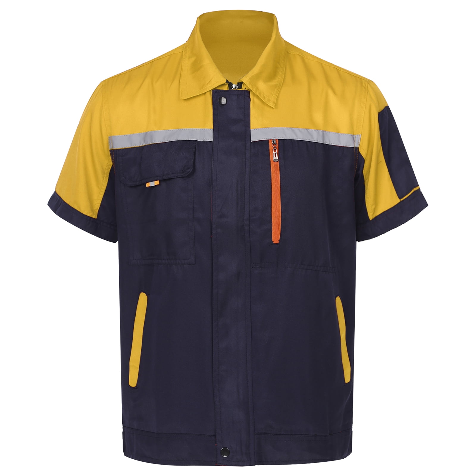 ウェア supplier Zaldita Men's Short Sleeve Mechanic Work Shirt Front Zip