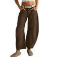thumbnail image 3 of Caixia Barrel Jeans for Women Trendy High Waisted Pull On Wide Leg Cropped Stretchy Denim Pants, 3 of 6