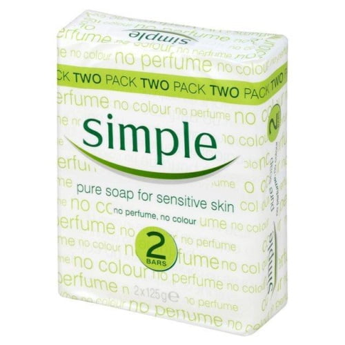 Simple Pure Soap for Sensitive Skin Twin Pack, Pack of 2 (4 Bars