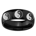 thumbnail image 2 of Multiple Yin Yang 8MM Black High Polish Dome Tungsten Men Ring, 2 of 2