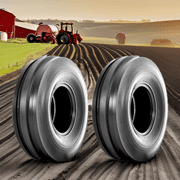 Justubes 4.00x15 Tractor Tires With Tubes – 3-Rib Front F2 Heavy Duty 4-Ply Tubeless Set for Lawn & Farm