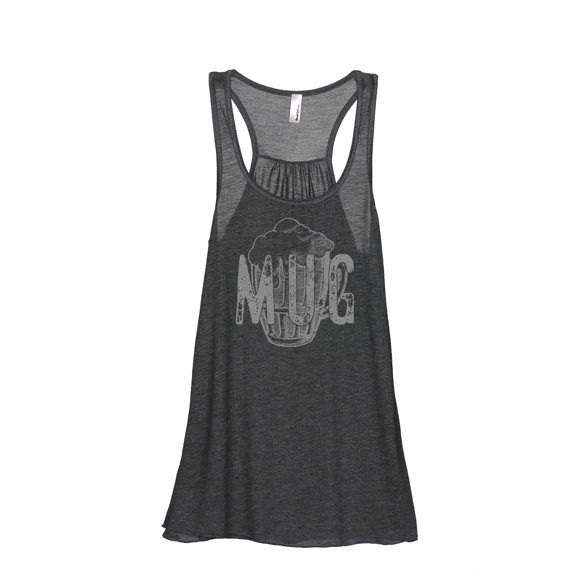 Thread Tank Mug Glass Sketch Women's Sleeveless Flowy Racerback Tank Top Charcoal Small