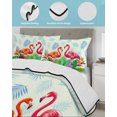 thumbnail image 3 of Twin XL Quilt Bedding Set, Pink Flamingos Reversible Summer Quilt 3 Pieces, Summer Botanical Tropical Animals Lightweight Bedspreads Coverlets with 2 Pillow Shams for All Seasons, 3 of 5