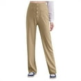thumbnail image 1 of Pantalon Décontracté Taille Haute Jambe Droite avec Poches pour Femmes, 1 of 5