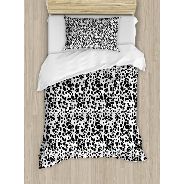 Dalmatian Dog Print Duvet Cover Set Black And White Puppy Spots