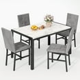 thumbnail image 3 of LinkRomat 5-Piece Marble Dining Table Set, Modern Kitchen Table and 4 Upholstered Grey PU Chairs for Dining Room, Dinette, Compact Space Saving Dining Furniture Set, Table Edging, 3 of 10