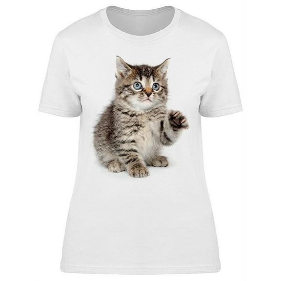 Adorable Kitten Raising Paw T-Shirt Women -Image by Shutterstock, Female XX-Large