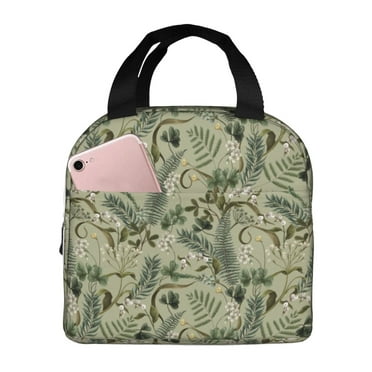 Picia Tropical Plants Green Printed Lunch box Lunch bag for Men Women Large Capacity Lunchbox Reusable Lunch Bags Insulated Lunch Bag Lunch Box Cooler