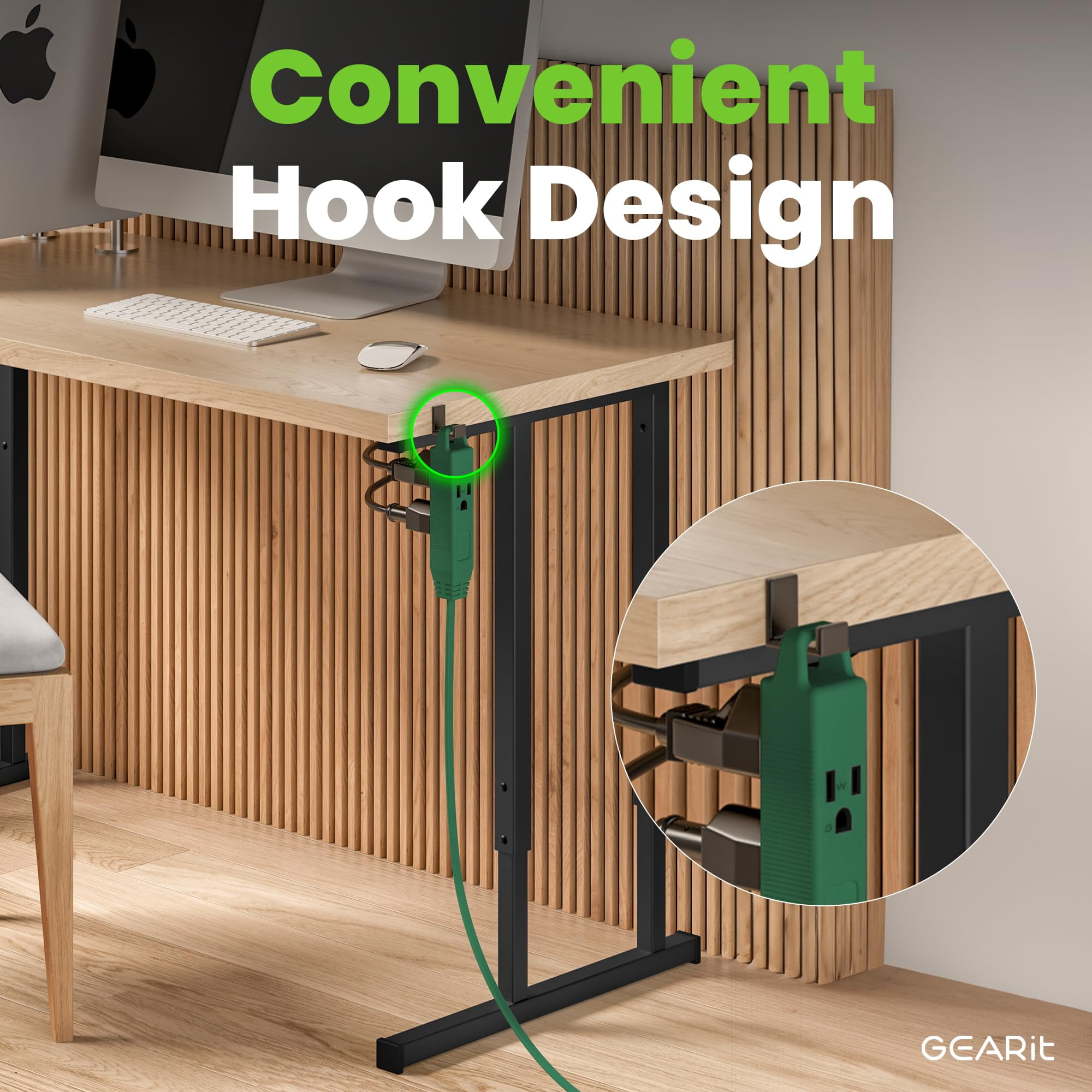 GEARit 360 Rotating Flat Plug Extension Cord with 3 Outlets (25ft, Green) 16AWG/13A 3 Prong Wire, Outlet Saver for Home Office Dorm Room Essentials, ETL Certified