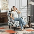 thumbnail image 5 of Aukfa Accent Chair Mid-Century Modern High Back Armchair Lounge for Living Room, Rivet Trim, Butterfly Pattern, 5 of 10