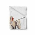 thumbnail image 2 of Watercolor Animal Soft Flannel Fleece Throw Blanket, Christmas Animal with Santa Claus Hat New Year Noel Theme, Cozy Plush for Indoor and Outdoor Use, 50" x 60", Beige Purple Grey Red, by Ambesonne, 2 of 6
