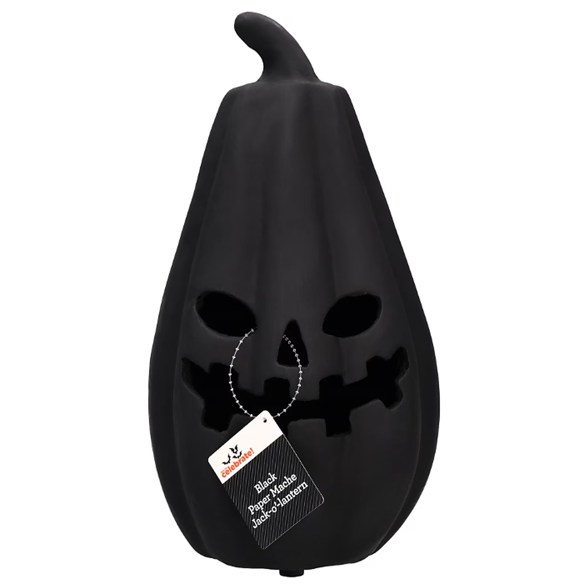Paper Mache Jack-o'-Lantern Decoration, Black, 13.3