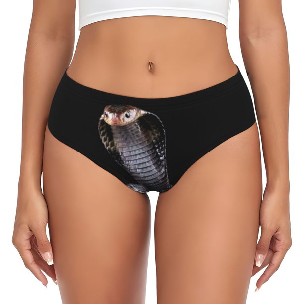 Balery Black Cobra Snake Ropa Interior de Algodón para Mujer con Dibujo – Braguitas Cómodas y Elásticas, Estilo Clásico-3X-Large