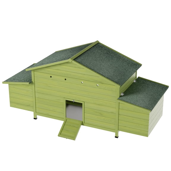 11.12 sq.ft Large Green Wood Chicken Coop Hen House Poultry Cage Birdhouse with 2 Free-Range Doors,2 Nesting Boxe,Perch
