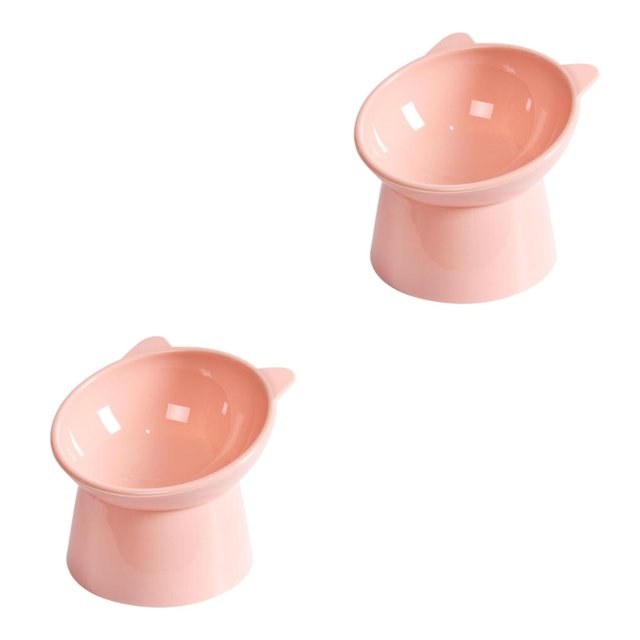 Greeniant Cuenco elevado para gatos, cuenco para comida, alimentador de agua, cachorro antideslizante para perro rosa Rosa 2piezas