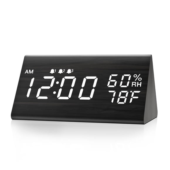 Despertador JALL digital de madera con pantalla LED electrónica de hora