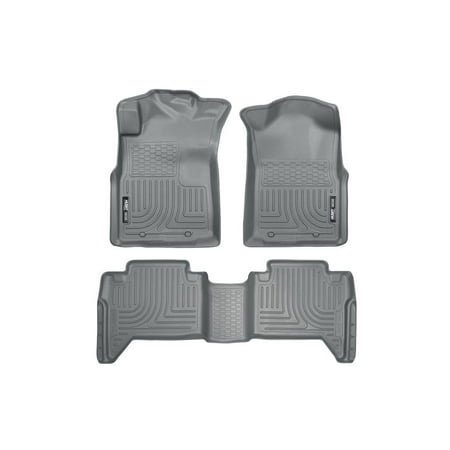 Husky Liners 98952 Weatherbeater Floor Mats Fit 2005-2015 Toyota Tacoma Double Cab - Front/2nd Seat - Grey