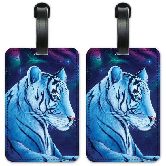 White Tiger - Luggage ID Tags / Suitcase Identification Cards - Set of 2