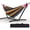 D# Black Rainbow Striped, variant on Double Person Heavy Duty Hammock with Space-Saving Steel Stand, 450lb Capacity, Portable Carrying Case, Premium Balance Beams, Indoor/Outdoor Use - Yellow Rainbow Stripes