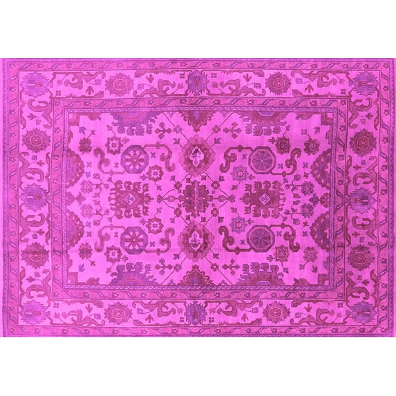 Ahgly Company Indoor Rectangle Oriental Pink Industrial Area Rugs, 8' x 12'