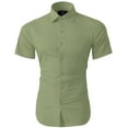 thumbnail image 3 of Hat and Beyond Men's Premium Short Sleeve Dress Shirts Solid Stretch Slim Fit, 3 of 4