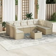 thumbnail image 1 of vidaXL 10 Piece Garden Sofa Set with Cushions Beige Poly Rattan, 1 of 5