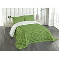 thumbnail image 3 of Ambesonne Mandala Quilted Bedspread Set 3 Pcs, Floral Circles Leaves, King Size, Green Yellow, 3 of 5