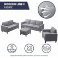 thumbnail image 5 of ijuicy Sectional Sofa Set,3PCS Living Room Furniture Couch Sets with Movable Storage Ottoman,Include Sofa&Loveseat&Chair, Light Gray, 5 of 9