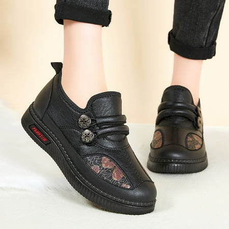

Christmas Fashion Winter Snow Boots For Women With Flat Bottom Non Slip Slip On Plush Flowers Solid Color Warm And Comfortable