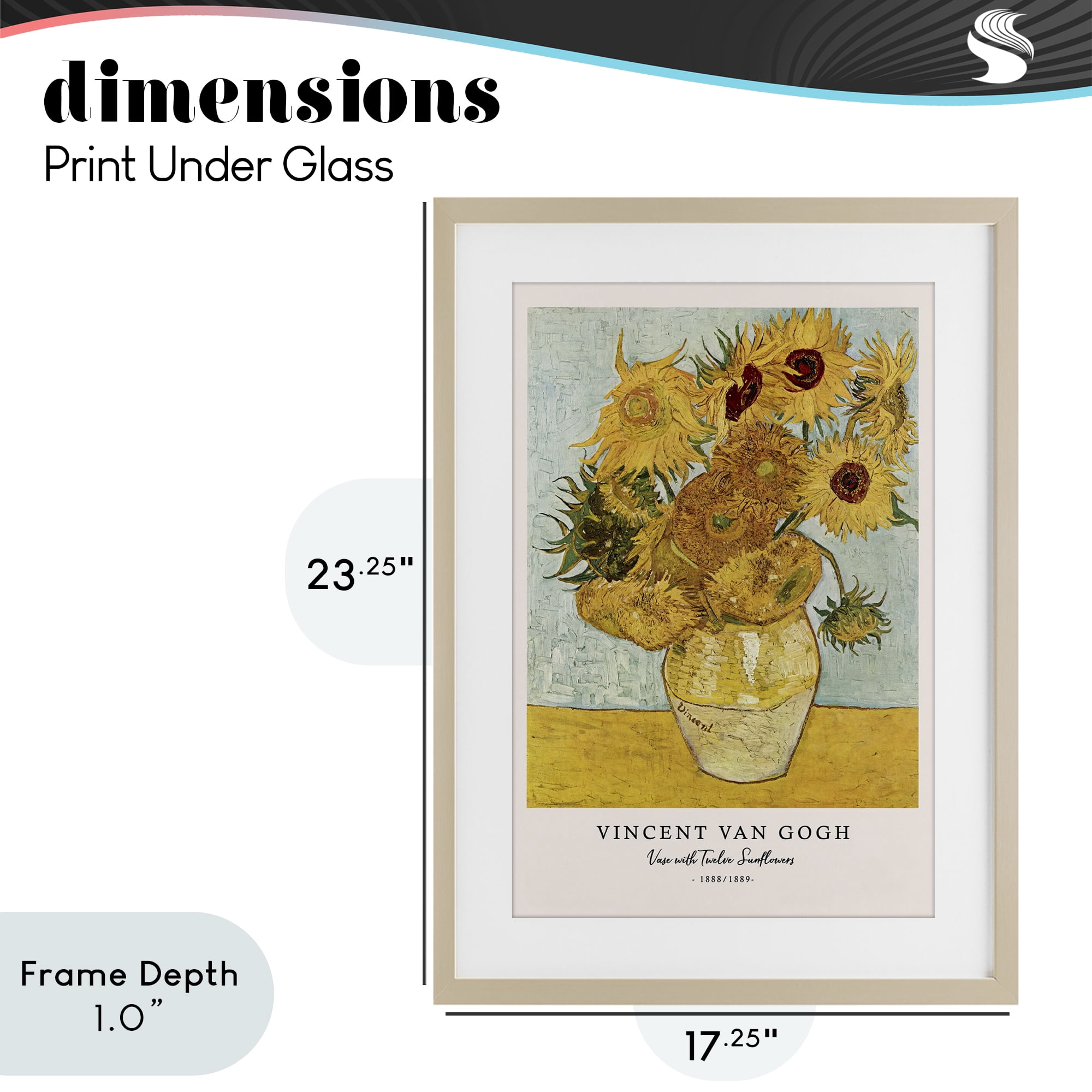 Stupell Industries Classic Vase with Twelve Sunflowers Birch Framed Print Under Glass, design by Vintage Hustle