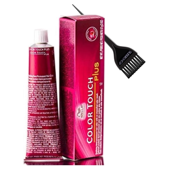 COLOR TOUCH PLUS (44/05 Intense Med Brown/Natural Red Violet) Demi-Permanent Hair Color 2 oz and Sleekshop Tint Brush (Bundle 2 items)